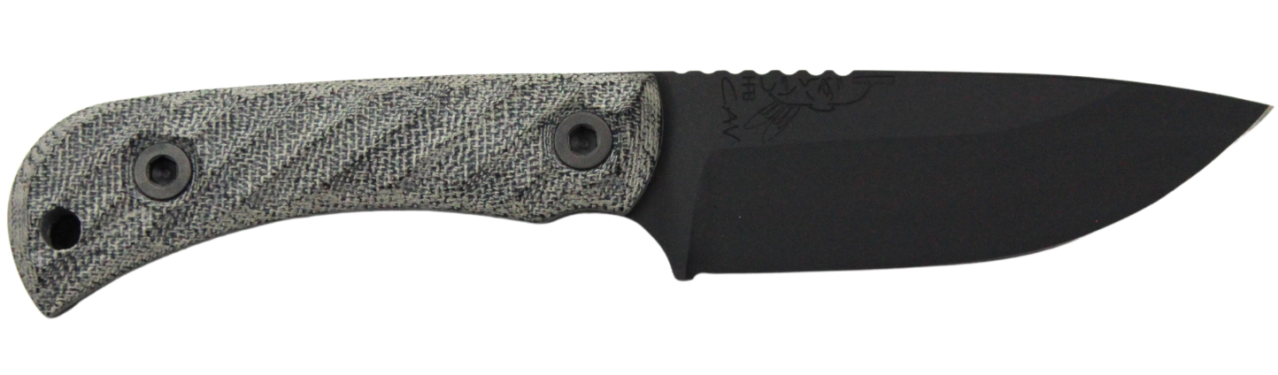 Half Face Blades Cavner Jr Fixed Blade Knife 3.5" S45VN Steel Armor Blk Gray Micarta