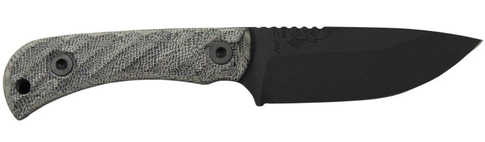 Half Face Blades Cavner Jr Fixed Blade Knife 3.5" S45VN Steel Armor Blk Gray Micarta