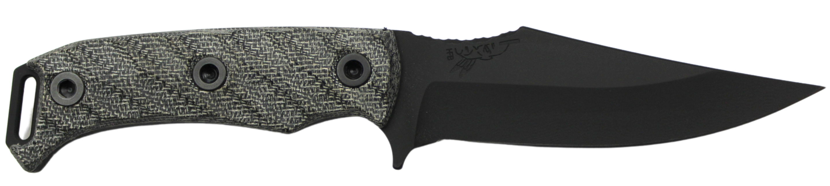 Half Face Blades Tosahwi CPM S45VN 4" Fixed Blade Armory Blk Gray Micarta Handle