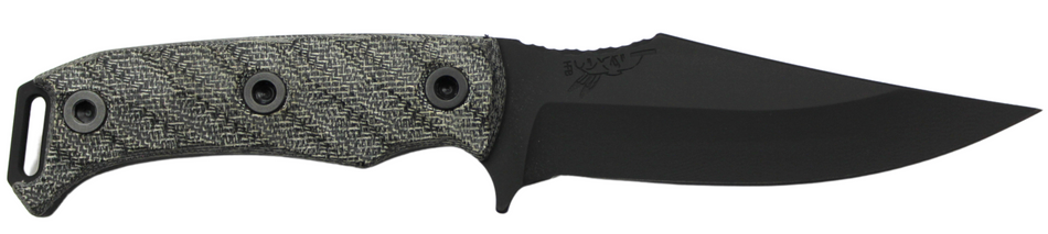 Half Face Blades Tosahwi CPM S45VN 4" Fixed Blade Armory Blk Gray Micarta Handle