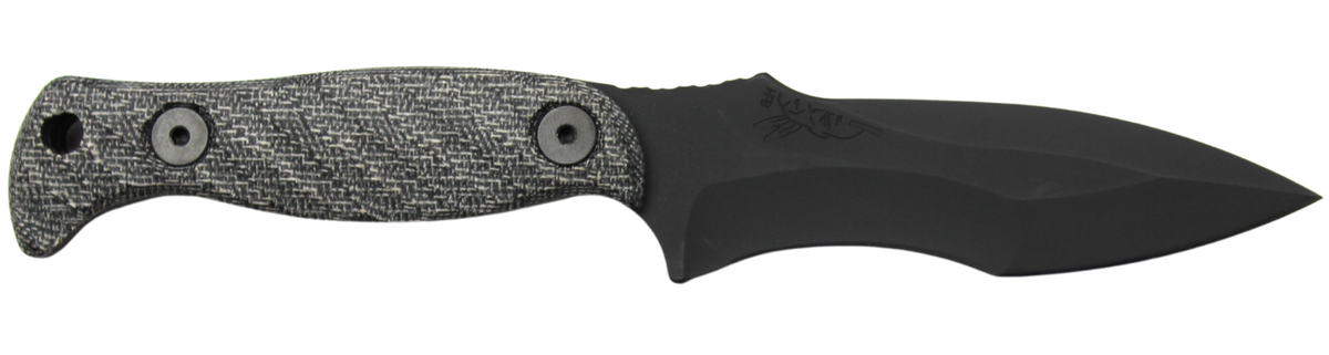 Half Face Blades Extremis S45VN Fixed Blade 3.5" Armor Blk Gray Micarta Handle