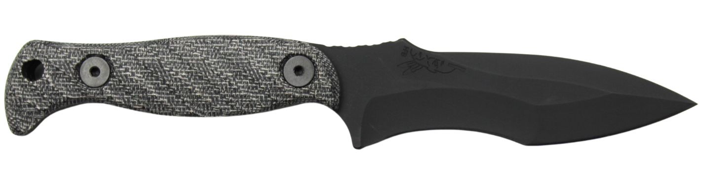 Half Face Blades Extremis S45VN Fixed Blade 3.5" Armor Blk Gray Micarta Handle