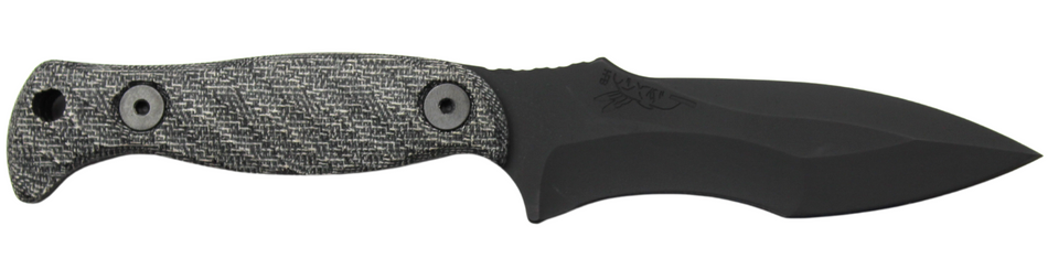 Half Face Blades Extremis S45VN Fixed Blade 3.5" Armor Blk Gray Micarta Handle