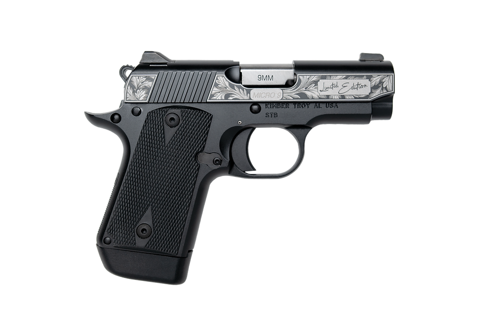 Kimber Micro 9 Folia 9mm Pistol - Laser Engraved Leaf Design, 3.15" Barrel, 7-Round