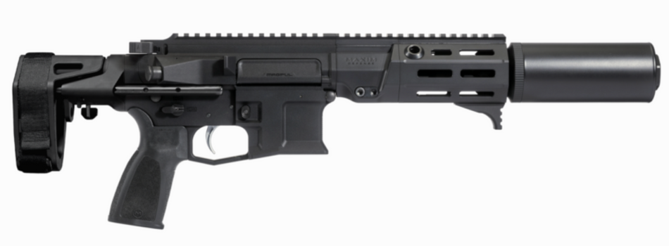 Maxim Defense PDX-SD 5.56 Pistol, 5.5" Barrel, SCW Brace, Black Finish, PDX-SD 5.56 Suppressor, 30-Round Magazine