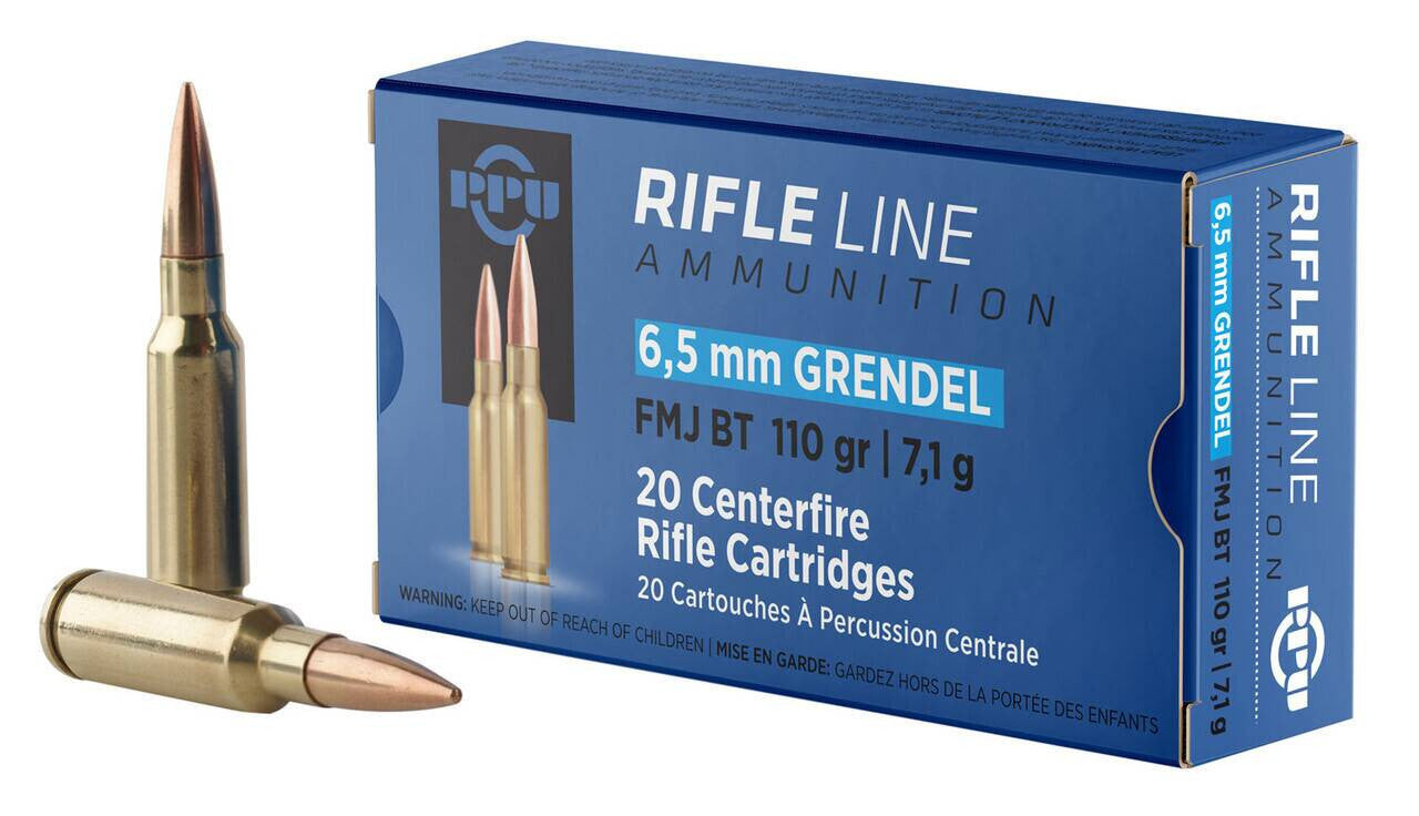 Prvi Partizan 6.5mm Grendel Rifle Ammo Rifle Line Full Metal Jacket Boat Tail FMJ 110 grain 