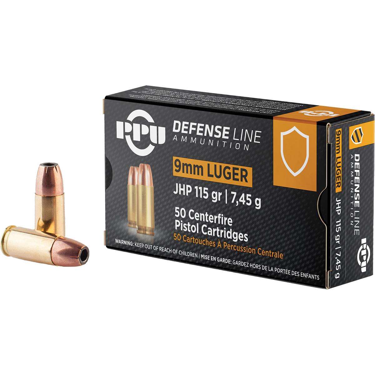 Prvi Partizan 9mm Luger / Parabellum Handgun Ammo PPU Jacketed Hollow Point JHP 115 grain 