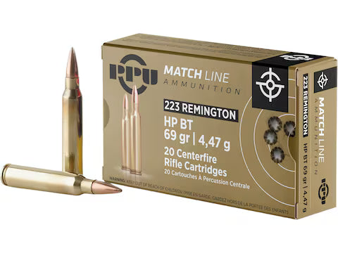 Prvi Partizan .223 Remington Rifle Ammo  Hollow Point Boat Tail BTHP 69 grain 