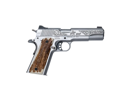 KIMBER CUSTOM CATTLEMAN 1911 45ACP PISTOL STAINLESS ENGRAVED, STAG GRIPS 1 OF 200 MADE