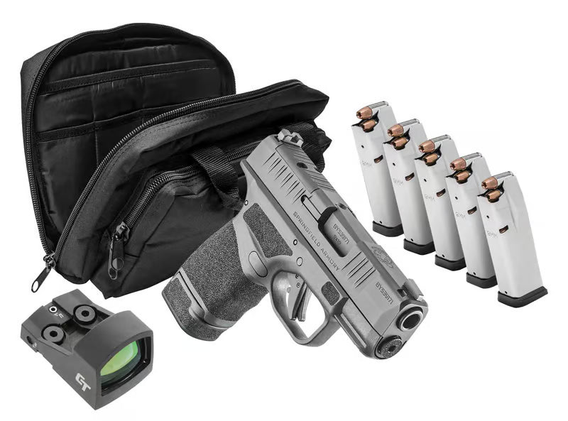 dSPRINGFIELD ARMORY HELLCAT GEAR UP PKG OSP BLK 3" 4-11RD 1-13RD CT-1500, RANGE BAG