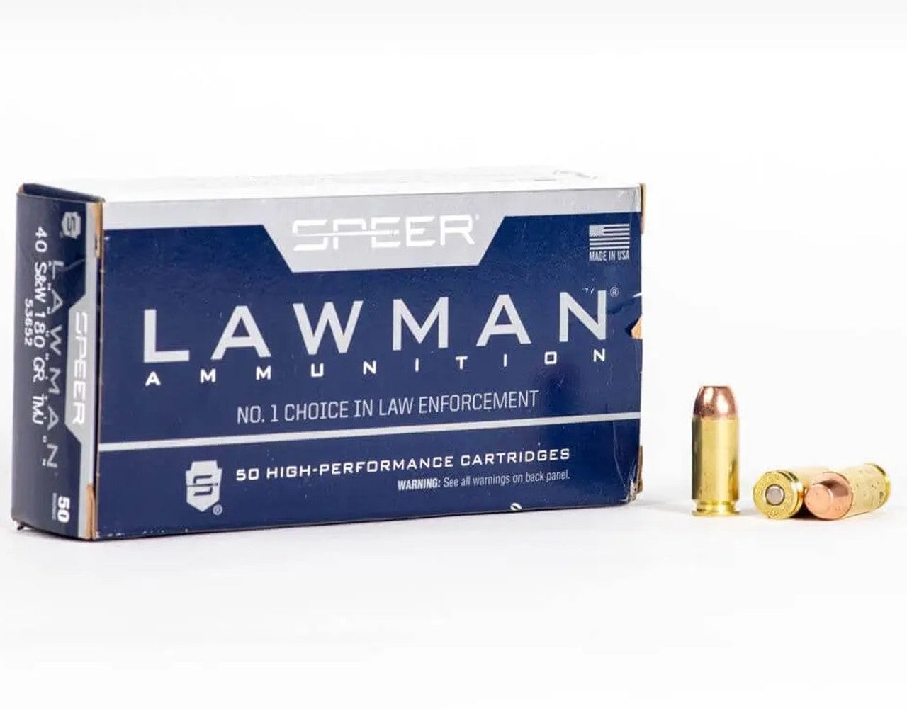 Speer .40 S&W Handgun Ammo Lawman Total Metal Jacket TMC 180 grain 
