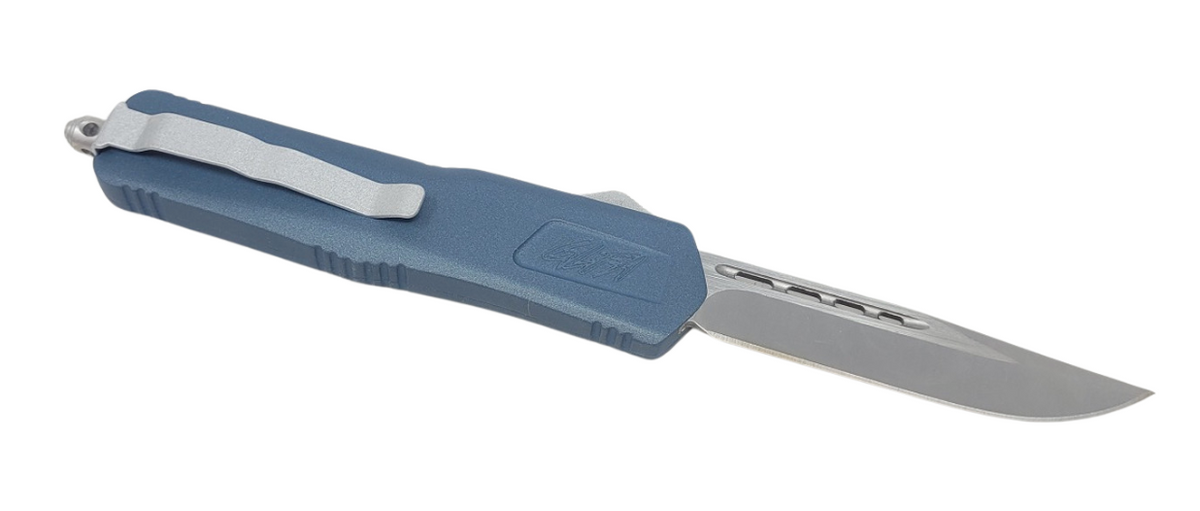 Great Lakes 8" Medium Blue Smooth Blade Auto Knife
