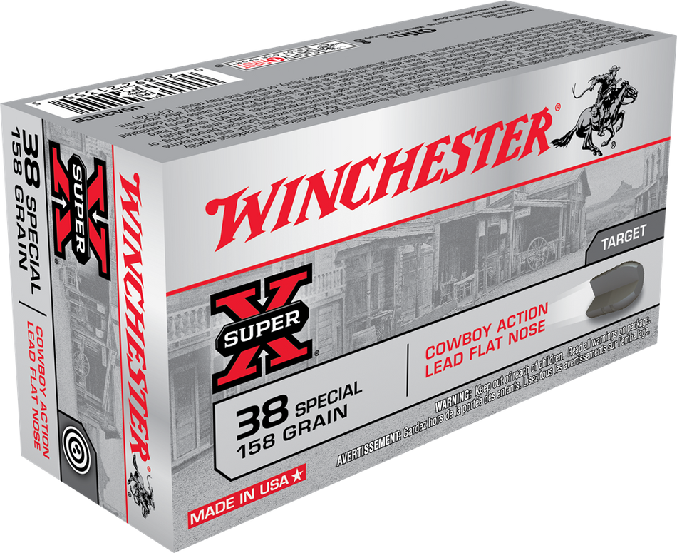 Winchester .38 Special USA38CB Super X Cowboy Action Lead Flat Nose 158 Grain