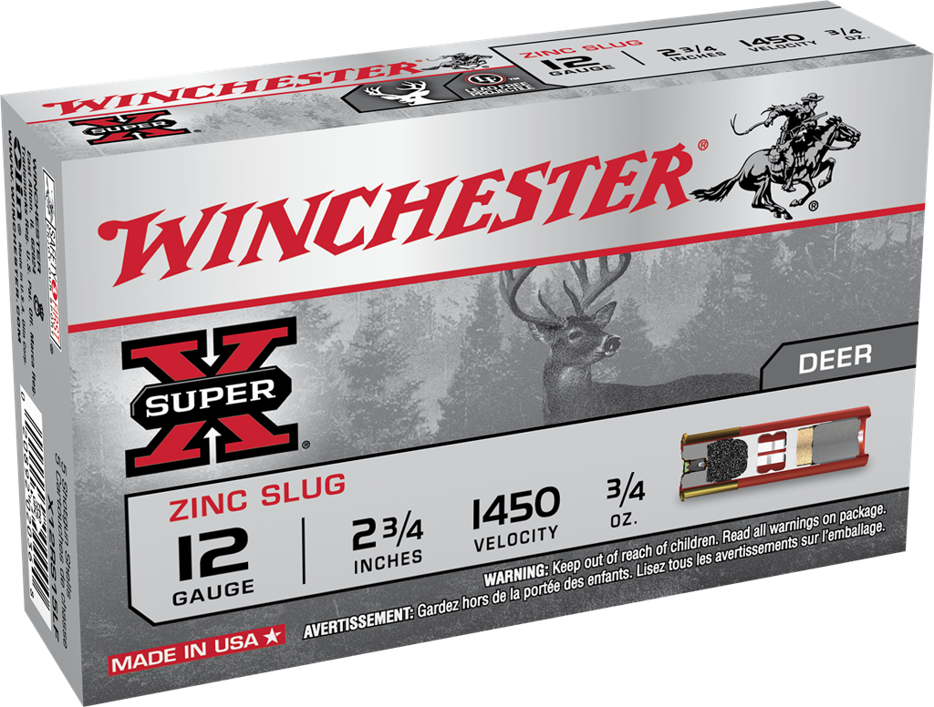 Winchester 12 Gauge Shotgun Shells Super X Lead Free Zinc Slug Slug 3/4 oz 2.75 in