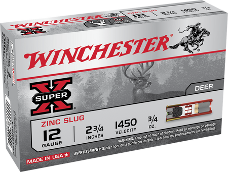 Winchester 12 Gauge Shotgun Shells Super X Lead Free Zinc Slug Slug 3/4 oz 2.75 in