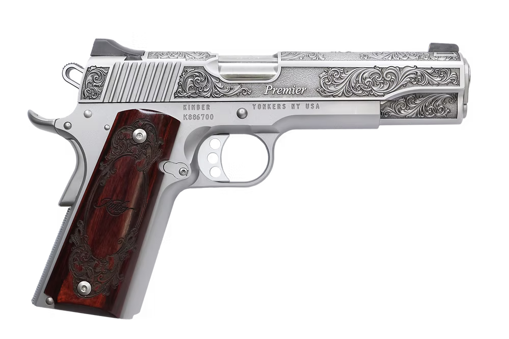Kimber 1911 Premier .45 ACP 5" Stainless Engraved Pistol with Rosewood Grip - 1 of 200
