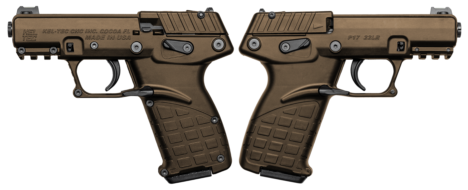 Kel-Tec P17 Burnt Bronze .22 LR Pistol, 16+1, 3.93" Barrel