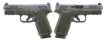 RUGER RXM 9MM PISTOL 4" CRUSHED SILVER BATTLE WORN/GREEN O.R. 2-15RD MAGS - ORION EXCLUSIVE