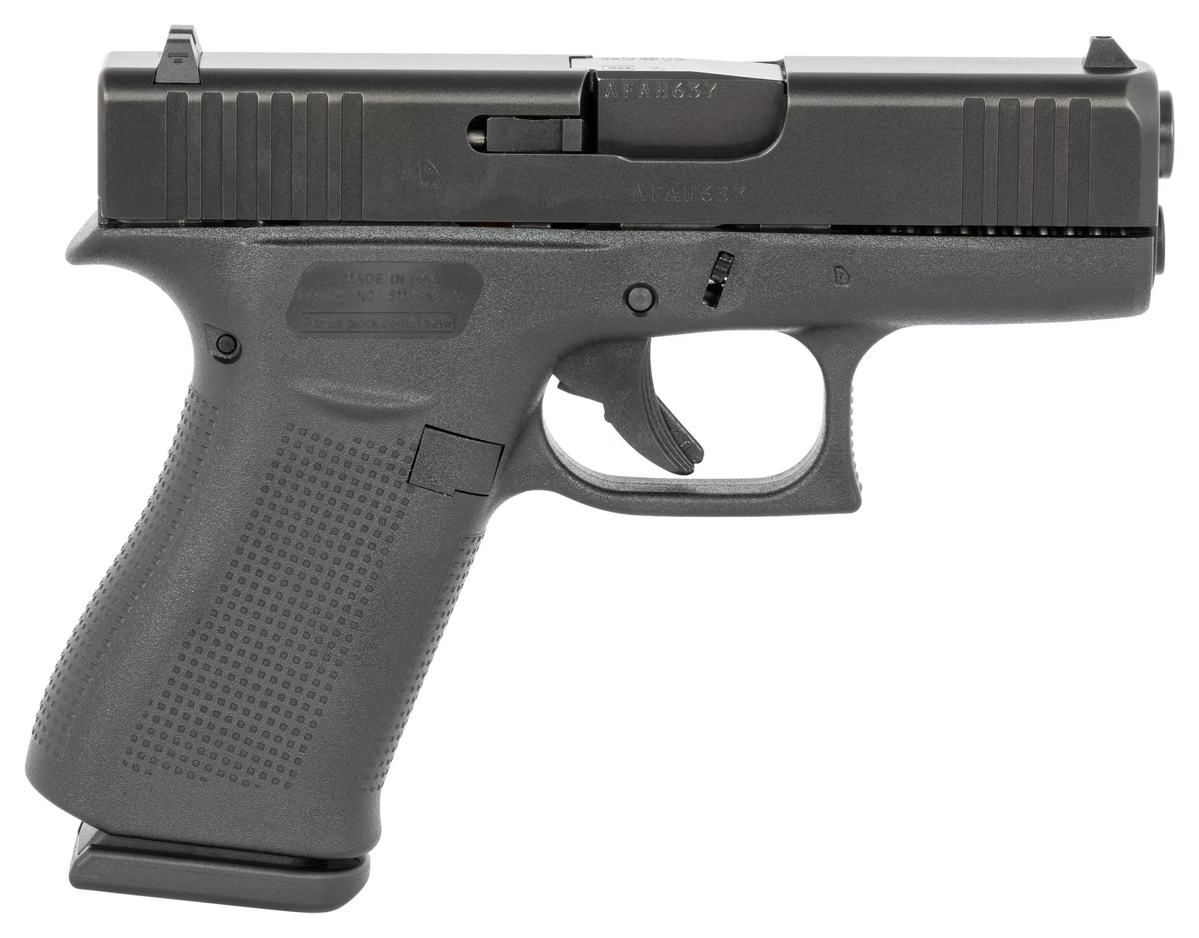 GLOCK G43X 9MM PISTOL GRAY FRAME FRONT RAIL 2-10RD MAGS