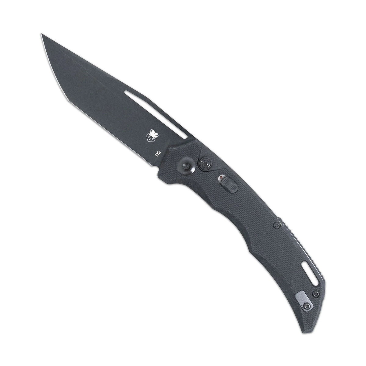 CobraTec KOA G10 Black Button Auto Knife Tanto Non-Serrated