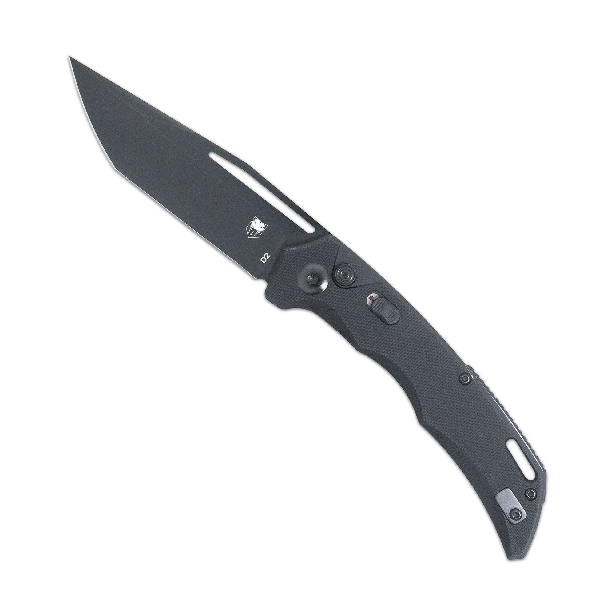 CobraTec KOA G10 Black Button Auto Knife Tanto Non-Serrated