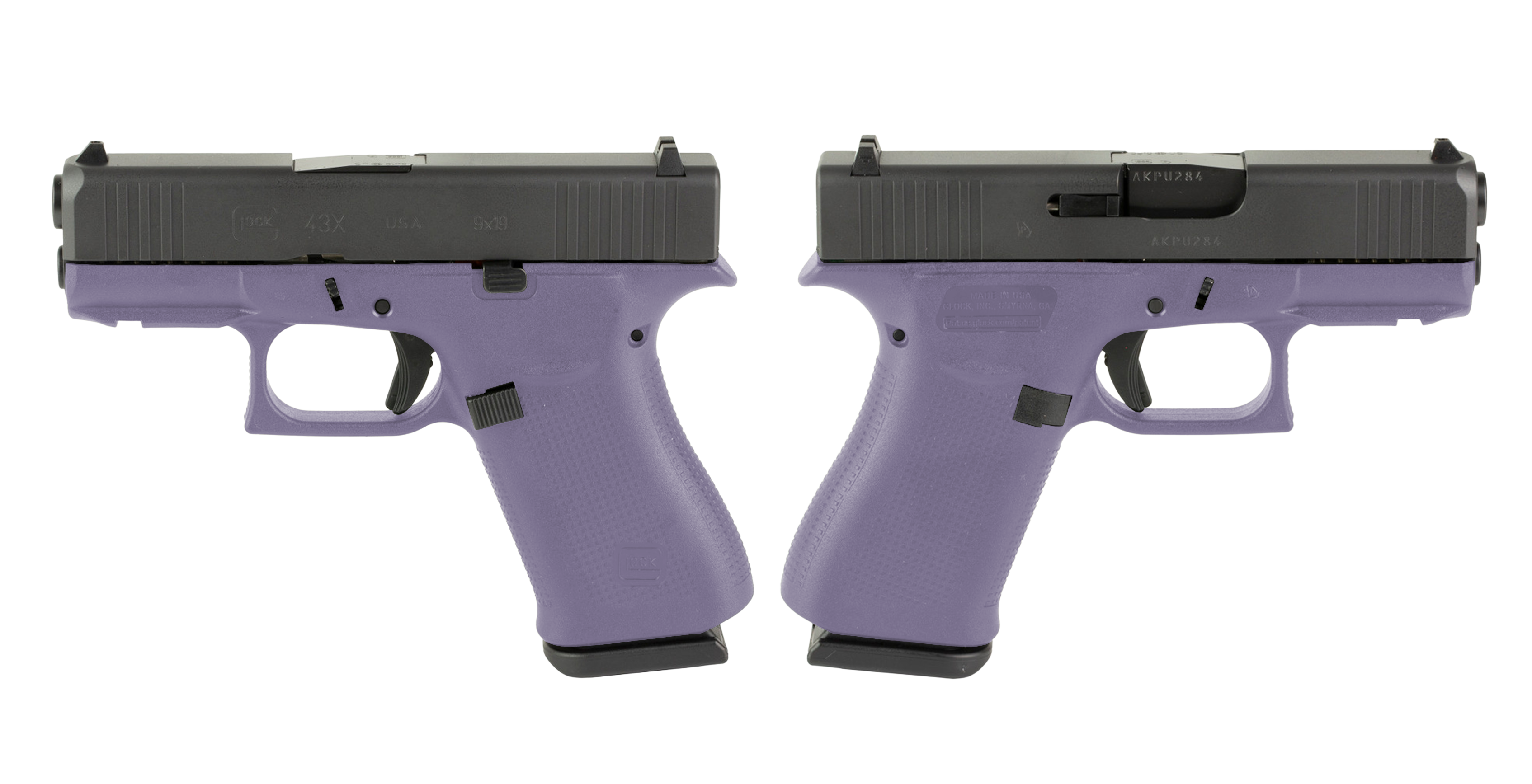 GLOCK G43X 9MM PISTOL 3.41" PURPLE ORCHID NIGHT SIGHTS 2-10RD MAGS