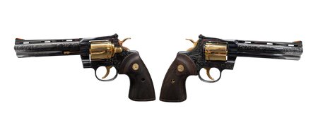 COLT PYTHON LETS RODEO POLISHED BLUED ENGRAVED/24KT GOLD REVOLVER 357 MAG 6" 6 RD