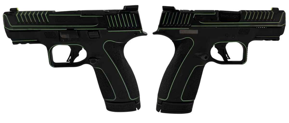 SMITH & WESSON M&P 9 SHIELD X NTS BLACK/LIME GREEN PISTOL 3.6" N.S. 1-13RD, 1-15RD MAG