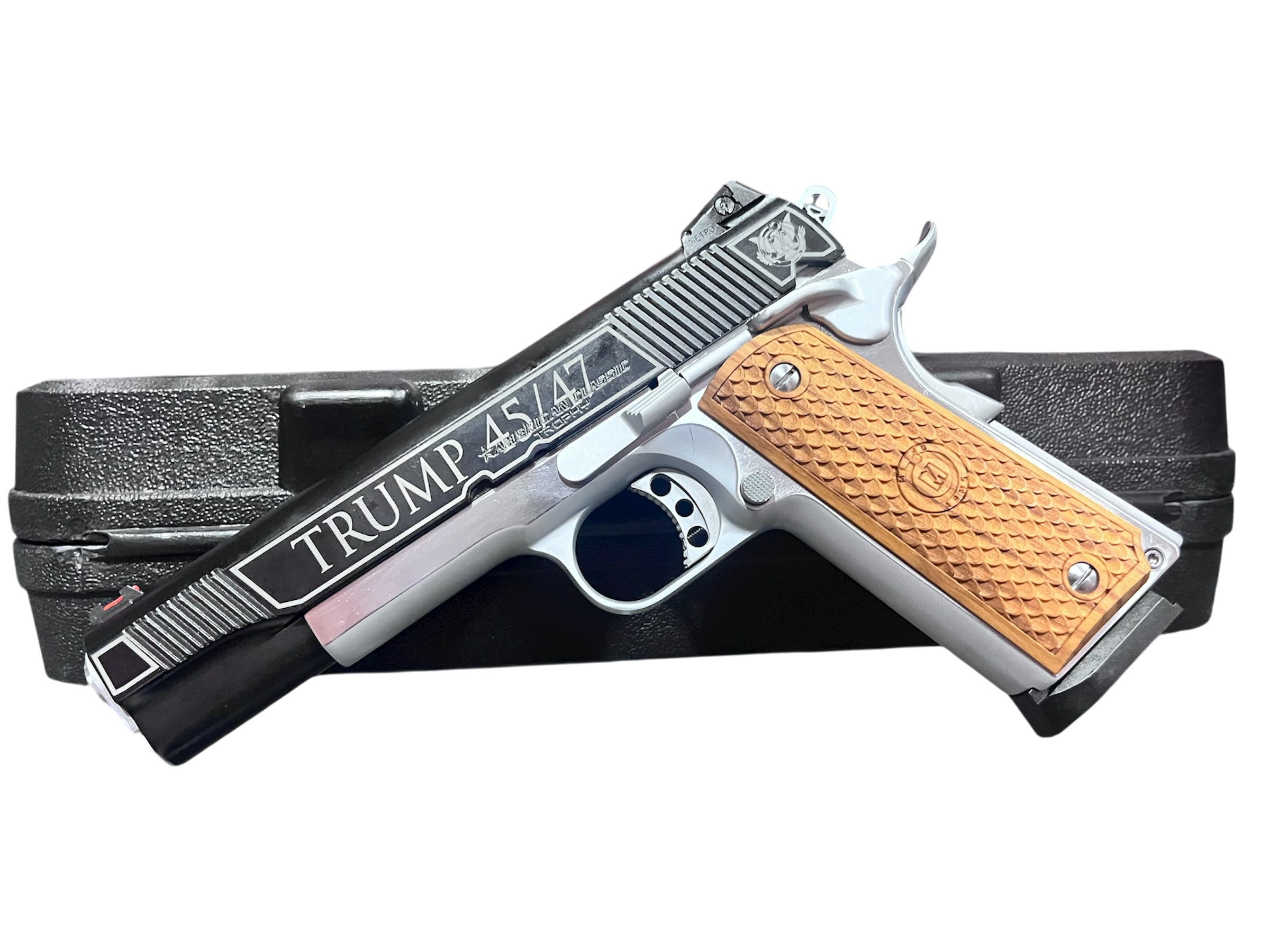 American Classic Government 1911 5" 9mm Trump 45/47 Edition, Chrome/Black, 8-Round