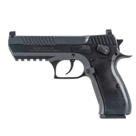 IWI US J941F9ORP Jericho 941 Full Size Frame 9mm Luger 16+1 4.40" Black Chrome Lined Steel Barrel, Black Serrated Steel Slide & Frame w/Beavertail & Picatinny Rail, Black Textured Grips