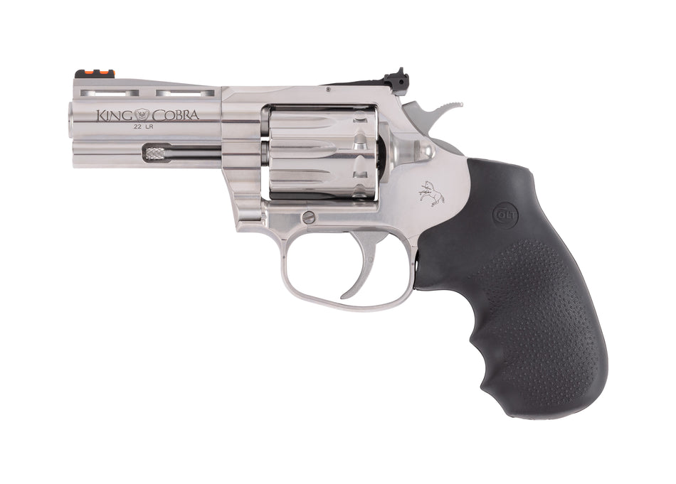 Colt King Cobra .22 LR 10-Shot 3" Stainless Vent Rib Revolver, Black Rubber Grip