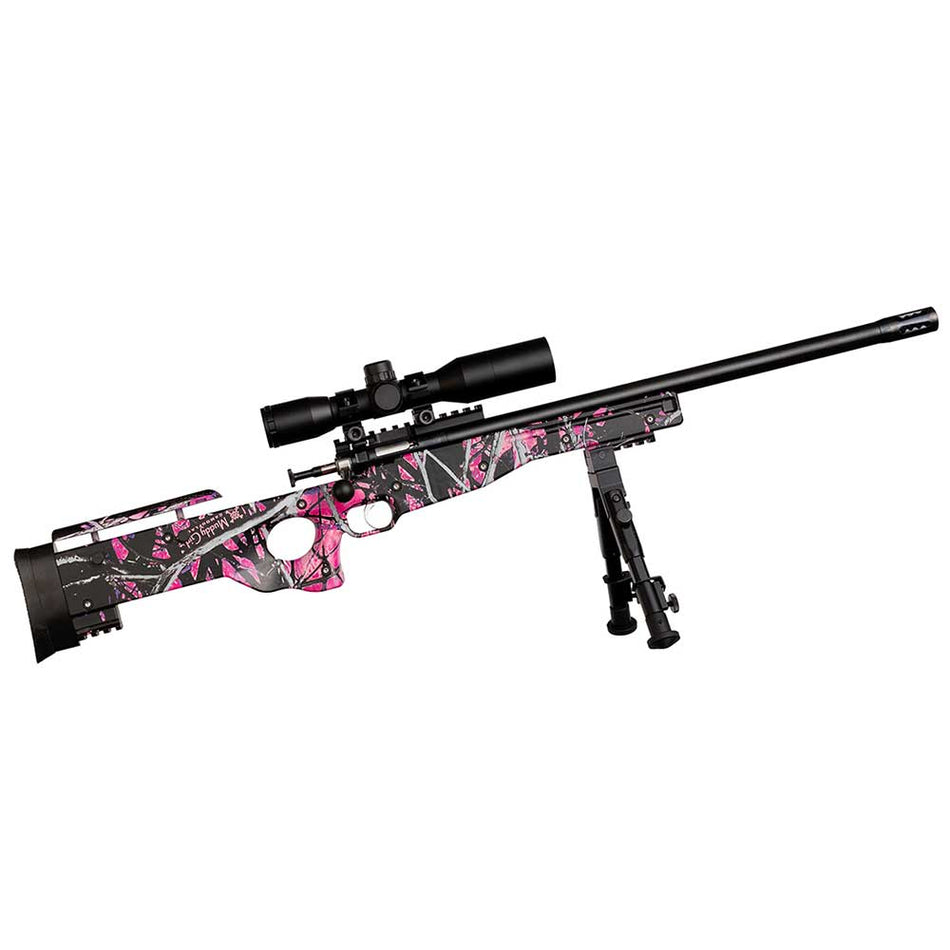 Crickett KSA2148 Precision Package Youth .22 LR Rifle - Threaded Bull Barrel w/Muzzle Brake, Adjustable Cheek Comb Muddy Girl Stock, 10 3/8"-11 1/8" LOP