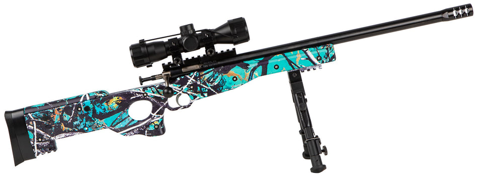 Crickett KSA2149 Precision Package Youth .22 LR Rifle - Threaded Bull Barrel w/Muzzle Brake, Muddy Girl Serenity Stock, Adjustable Cheek Comb, 10 3/8"-11 1/8" LOP