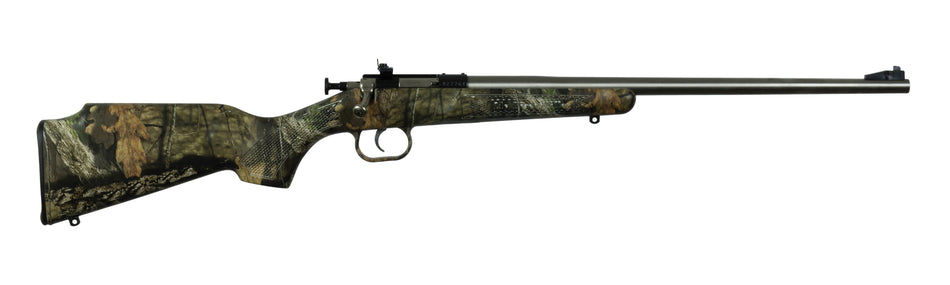 Crickett KSA2166 Youth .22 LR Rifle - Stainless Steel Barrel, Fixed Front/Adjustable Rear Peep Sights, Mossy Oak Break-Up Stock, 11.5" LOP