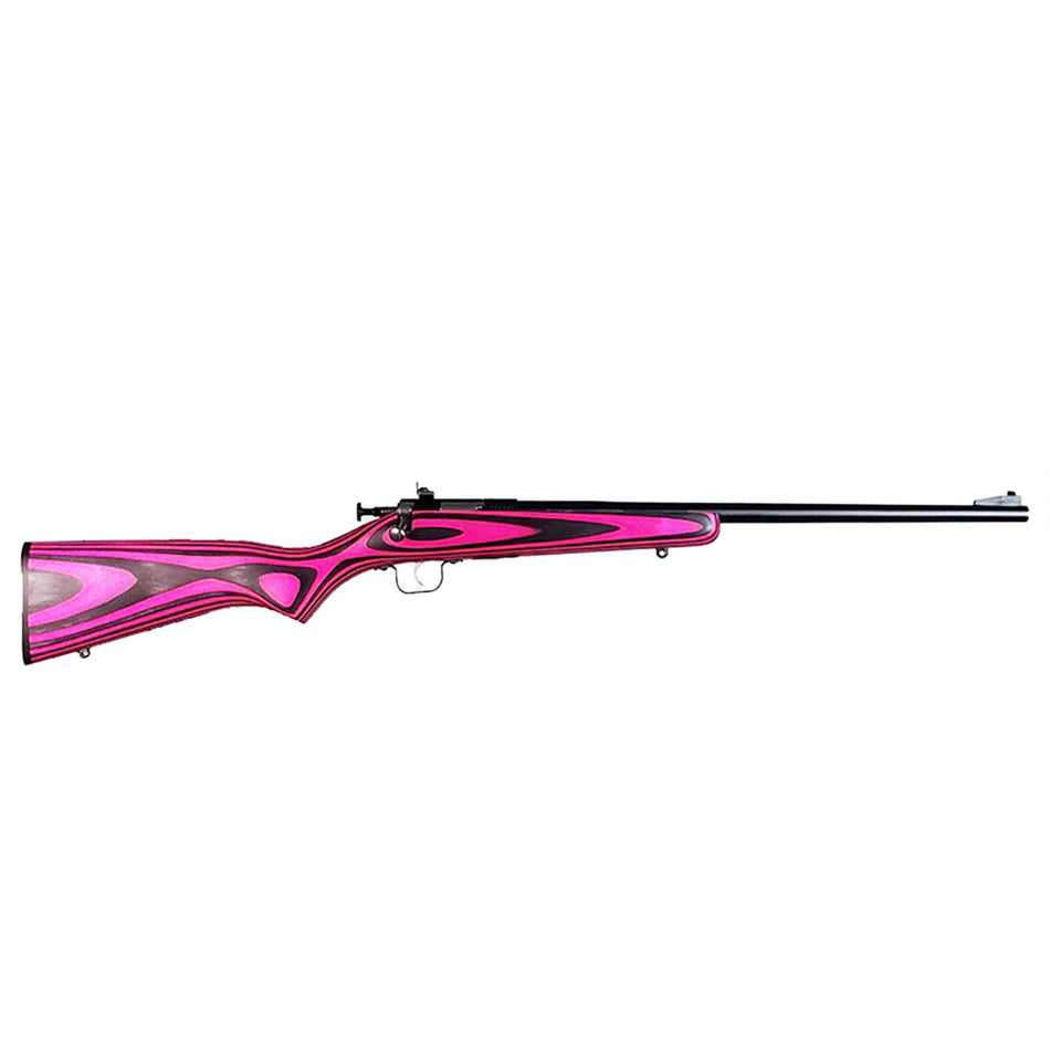 Crickett KSA2225 Youth .22 LR Single Shot 16.12" Blued Rifle, Pink/Black Laminate Stock, 11.5" LOP