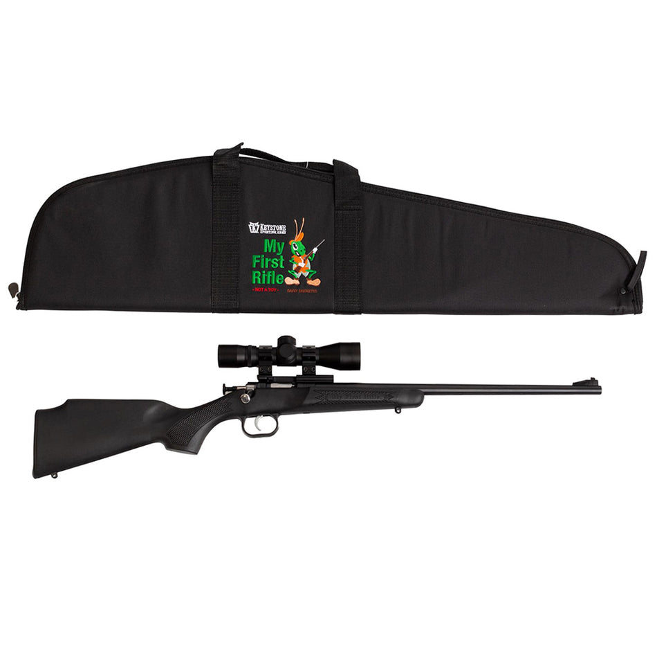 Crickett KSA2240BSC Youth Package 22 LR Single Shot Rifle with 4x32 Scope, Blued Barrel, Black Synthetic Stock