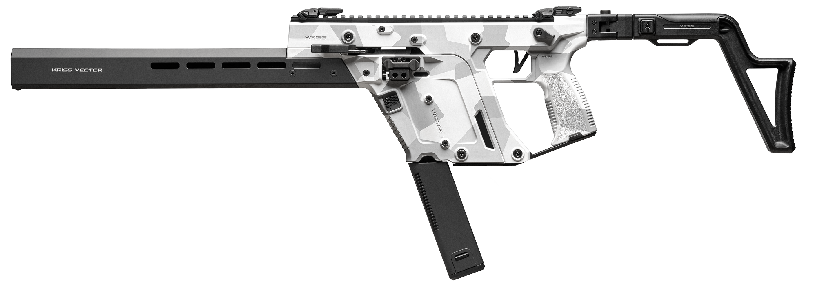 Kriss USA KV903CAD00 Vector CRB Gen3 9mm Luger 40+1 16" Black Nitride Threaded Barrel, Arctic Delta Cerakote Receiver w/Picatinny Rail, M-LOK Handguard, Adjustable Folding Black Stock, White Polymer G