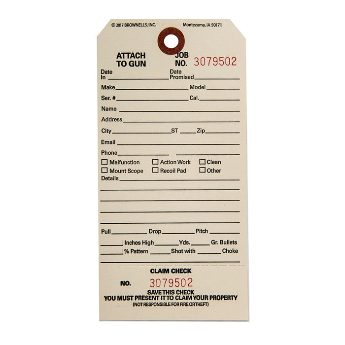 SINGLE STUB CLAIM CHECKS, CC-1, 500 PACK