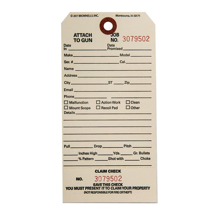 SINGLE STUB CLAIM CHECKS, CC-1, 1000 PACK