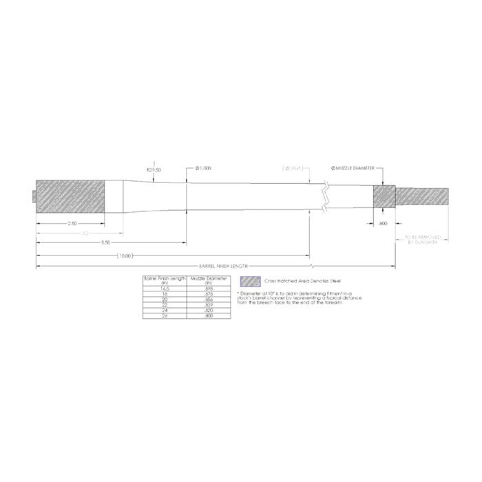 264 Caliber Carbon Fiber Bolt-Action Barrel