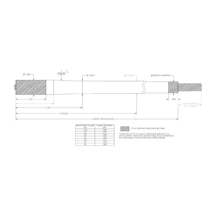 264 Caliber Carbon Fiber Bolt-Action Barrel