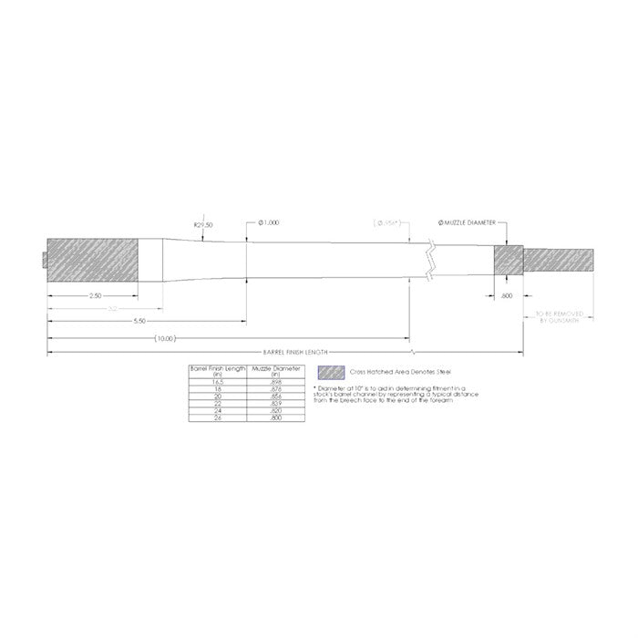264 Caliber Carbon Fiber Bolt-Action Barrel