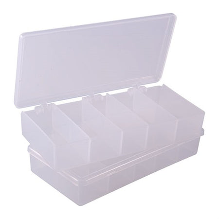 STORAGE BIN, 5 COMPARTMENT,7"X3-1/2"X1-1/4", 2 PACK