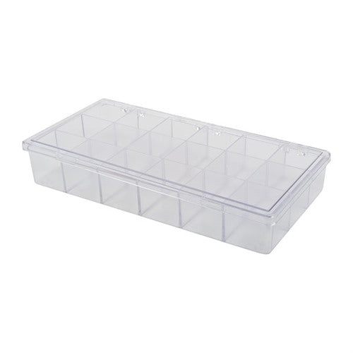 STORAGE BIN, 18 COMPARTMENT, 8-1/4"X4-1/4"X1-1/4", 1 PACK