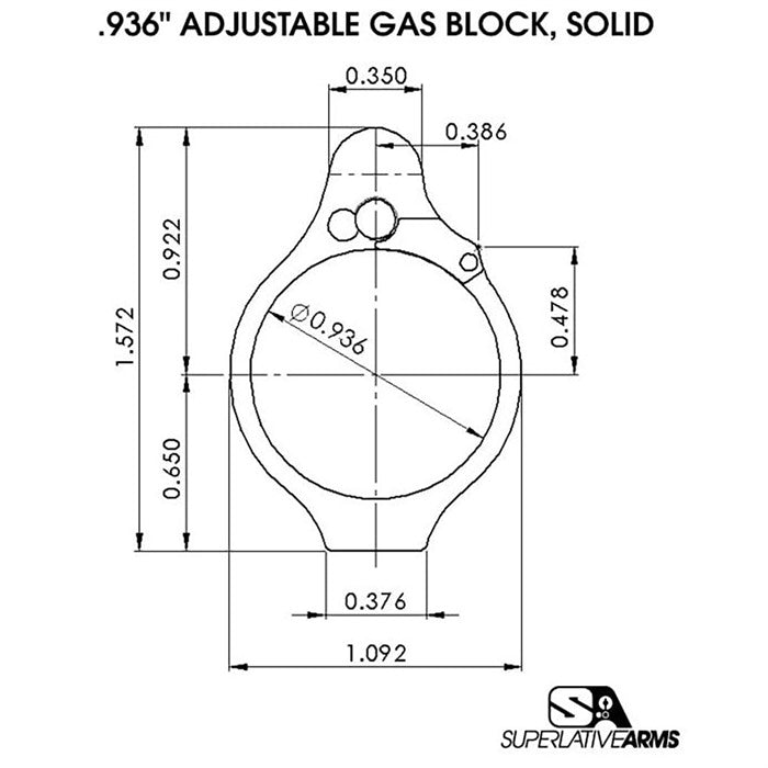 AR-15 Solid Style Adjustable Gas Block
