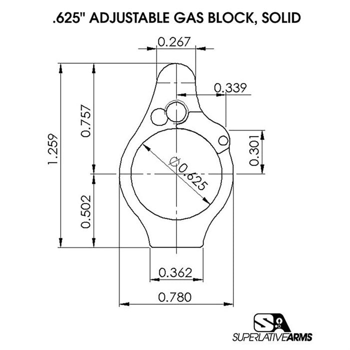 AR-15 Solid Adjustable Gas Block - 850011846391