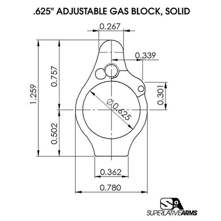 AR-15 Solid Adjustable Gas Block - 850011846391