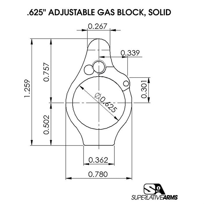 AR-15 Solid Adjustable Gas Block - 850011846407