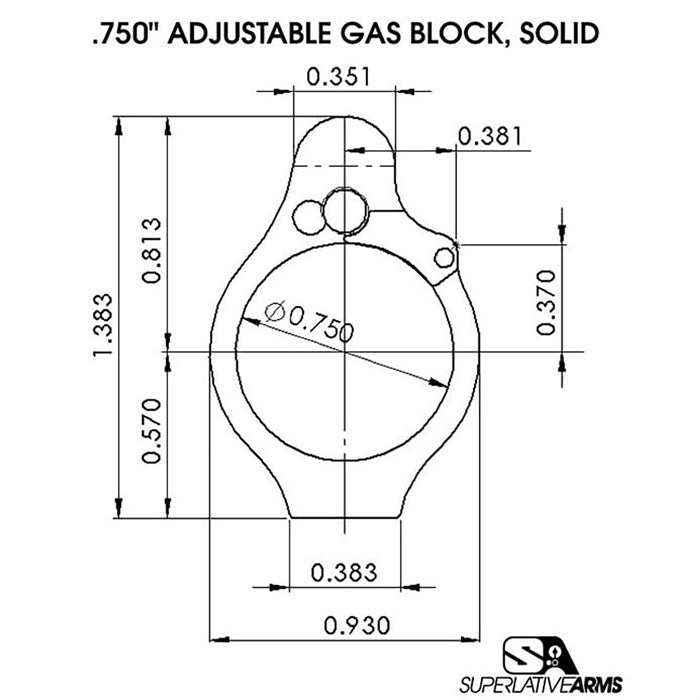 AR-15 Solid Adjustable Gas Block - 850011846445