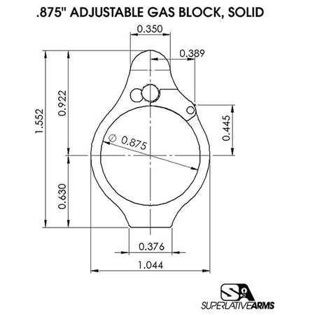 AR-15 Solid Adjustable Gas Block - 850011846476